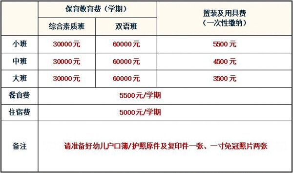 武汉海淀外国语实验学校国际幼儿园收费标准